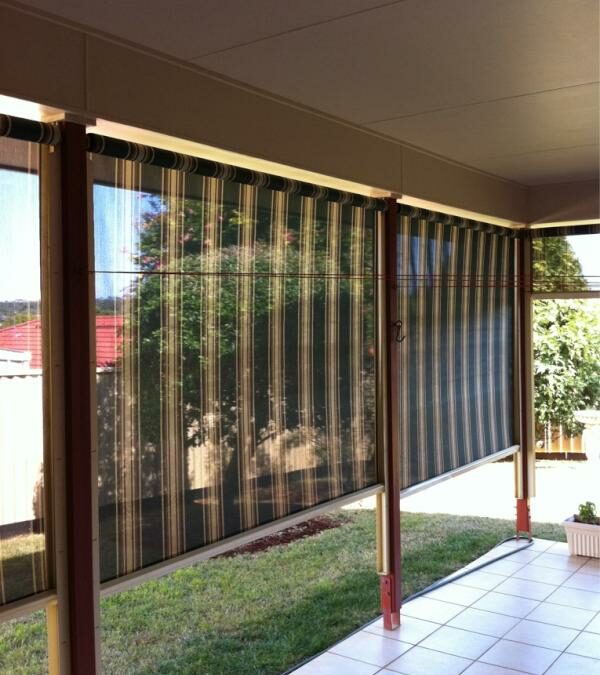 Side Channel Spring Operated Awnings in Mesh fabric Lismore